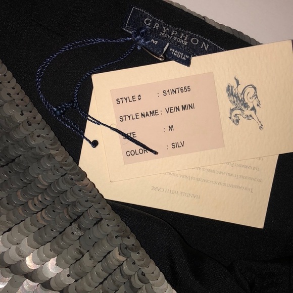 GRYPHON VEIN mini Sequin Silver Skirt Short - Picture 7 of 8